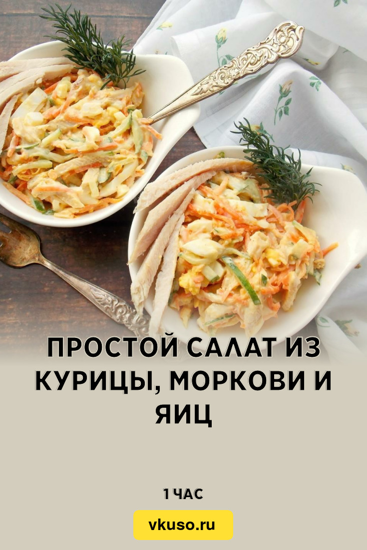 Простой салат из курицы, моркови и яиц, рецепт с фото — Вкусо.ру