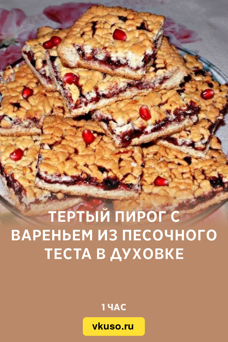 Тертый пирог с вареньем из песочного теста в духовке, рецепт с фото —  Вкусо.ру