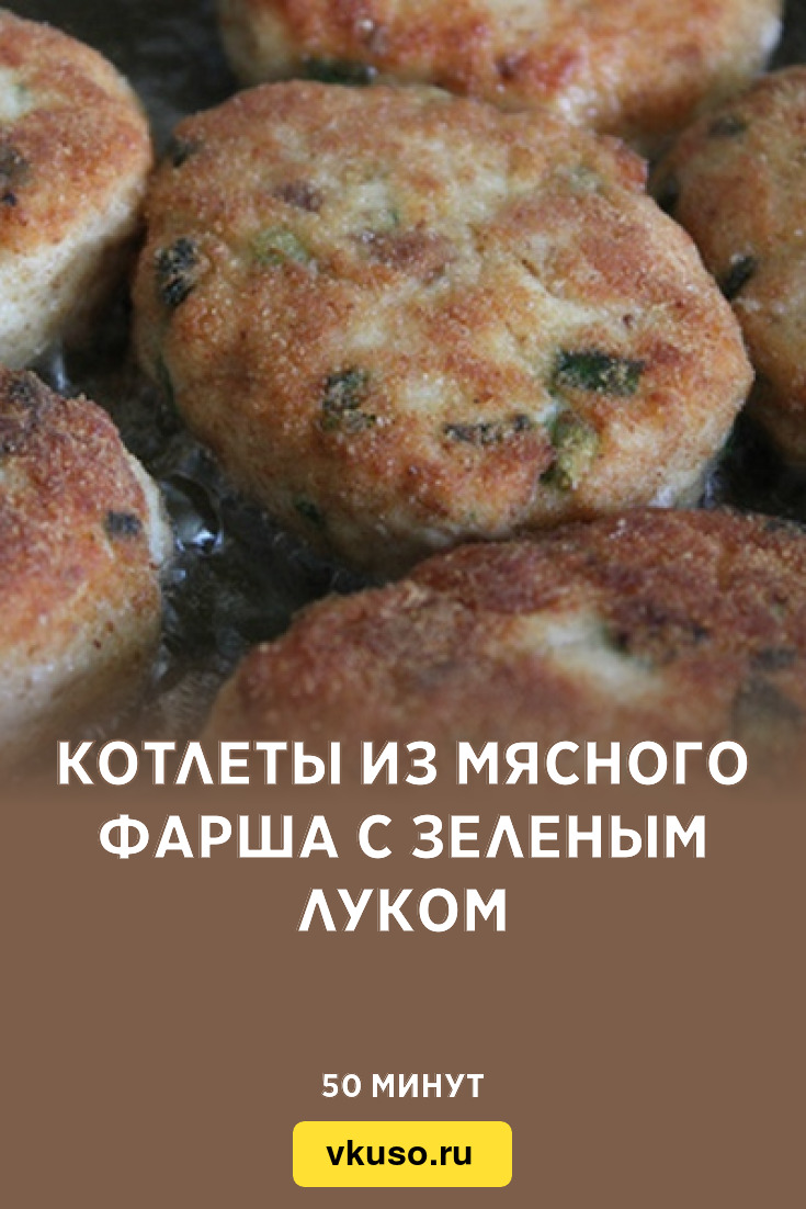 Котлеты из мясного фарша с зеленым луком, рецепт с фото — Вкусо.ру