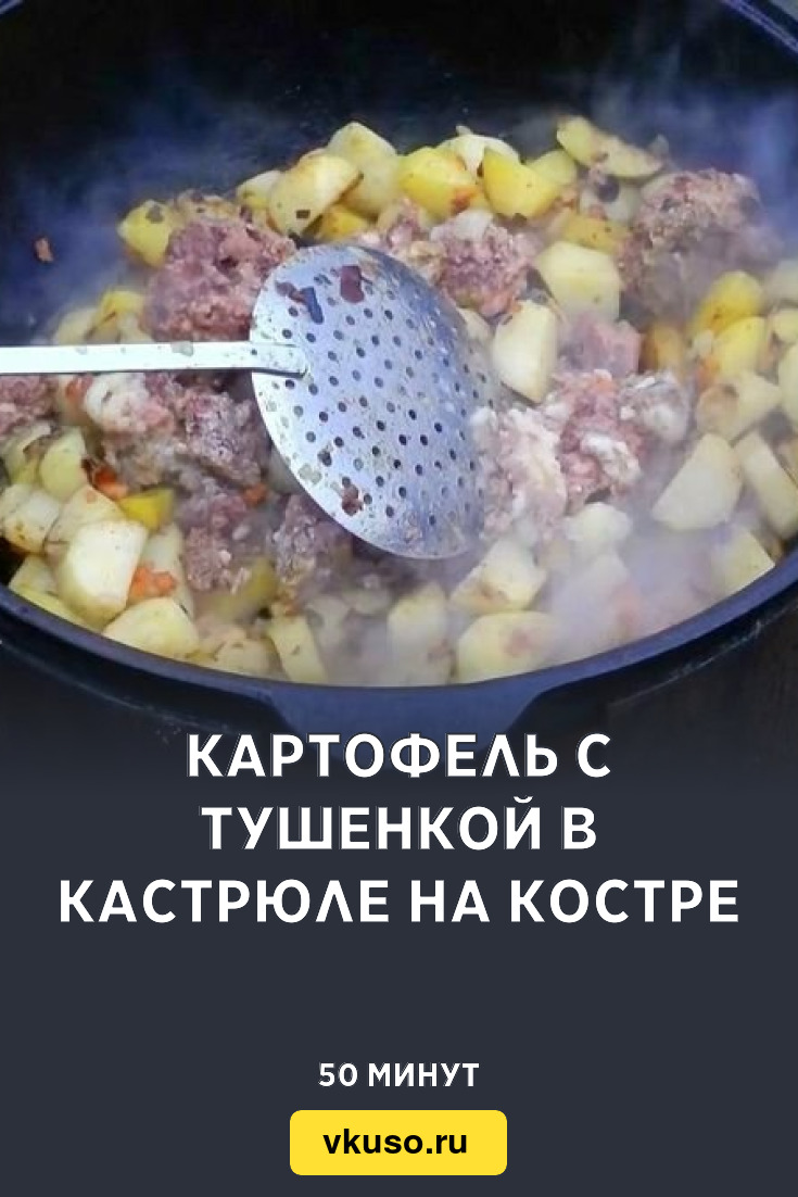 Картофель с тушенкой в кастрюле на костре, рецепт с фото — Вкусо.ру