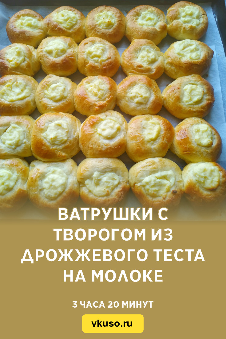 Ватрушки с творогом из дрожжевого теста на молоке, рецепт с фото и видео —  Вкусо.ру