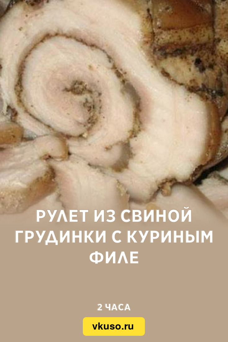 Рулет из свиной грудинки с куриным филе, рецепт с фото — Вкусо.ру