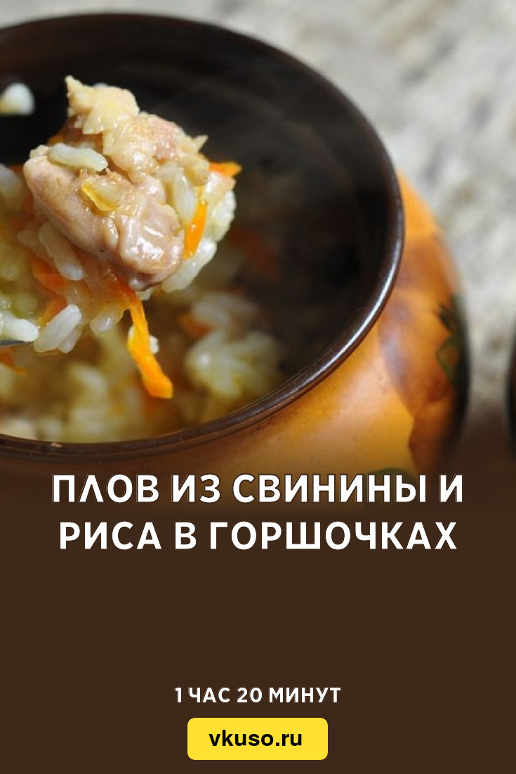 Плов из свинины и риса в горшочках, рецепт с фото — Вкусо.ру