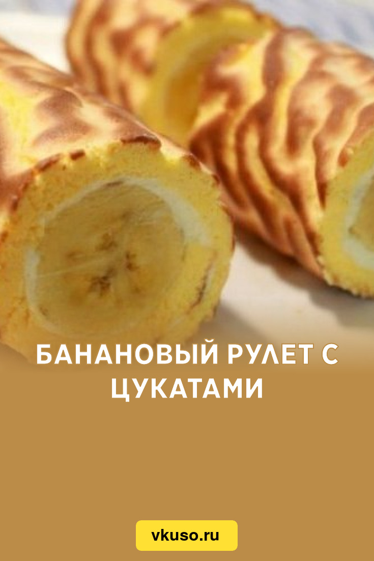 Банановый рулет с цукатами, рецепт с фото — Вкусо.ру