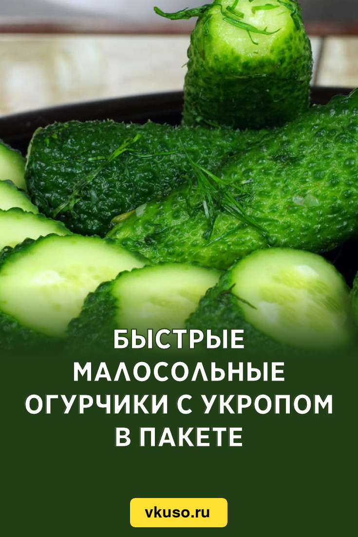 Быстрые малосольные огурчики с укропом в пакете, рецепт с фото — Вкусо.ру