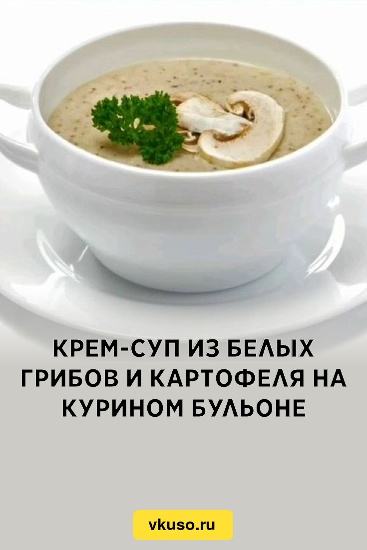 Крем-суп из белых грибов и картофеля на курином бульоне, рецепт с фото —  Вкусо.ру