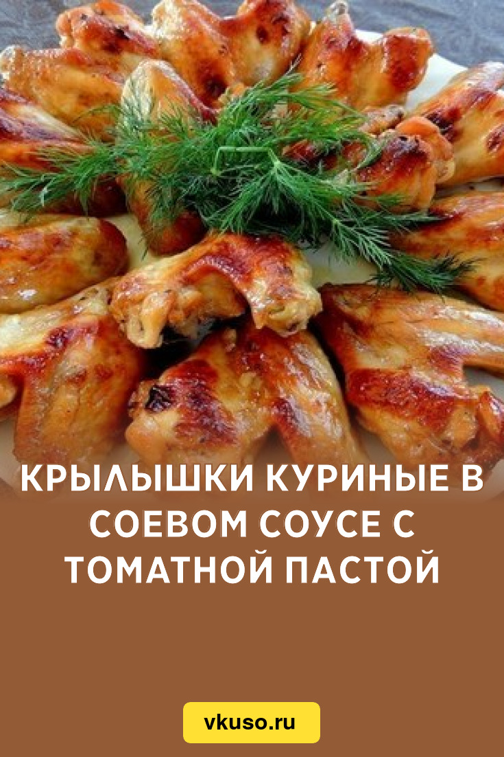 Крылышки куриные в соевом соусе с томатной пастой, рецепт с фото — Вкусо.ру