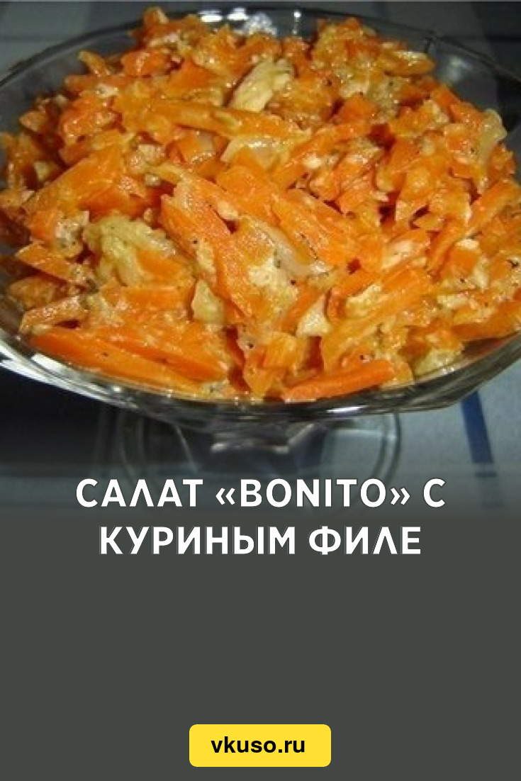 Салат «Bonito» с куриным филе, рецепт с фото — Вкусо.ру