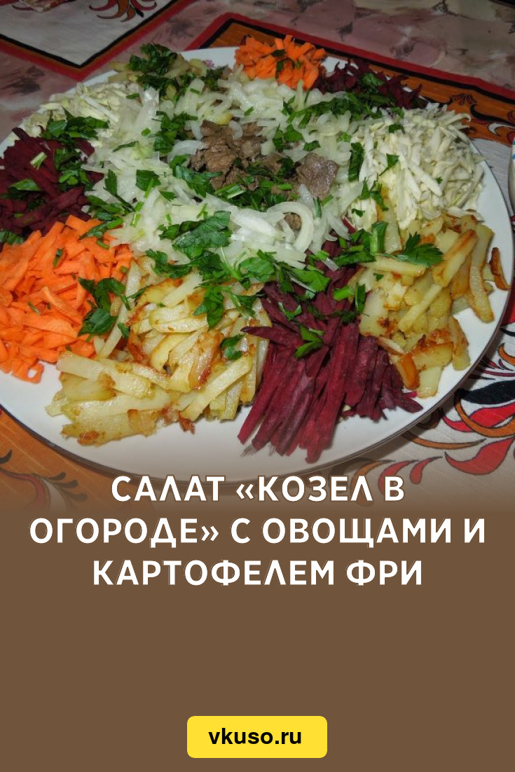 Салат «Козел в огороде» с овощами и картофелем фри, рецепт с фото и видео —  Вкусо.ру