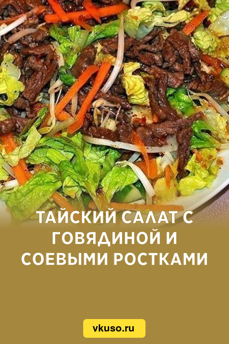 Тайский салат с говядиной и соевыми ростками, рецепт с фото — Вкусо.ру