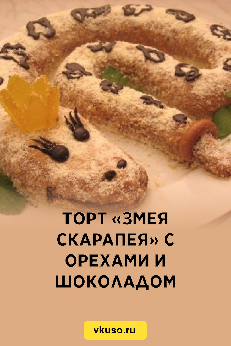 Торт «Змея Скарапея» с орехами и шоколадом, рецепт с фото — Вкусо.ру