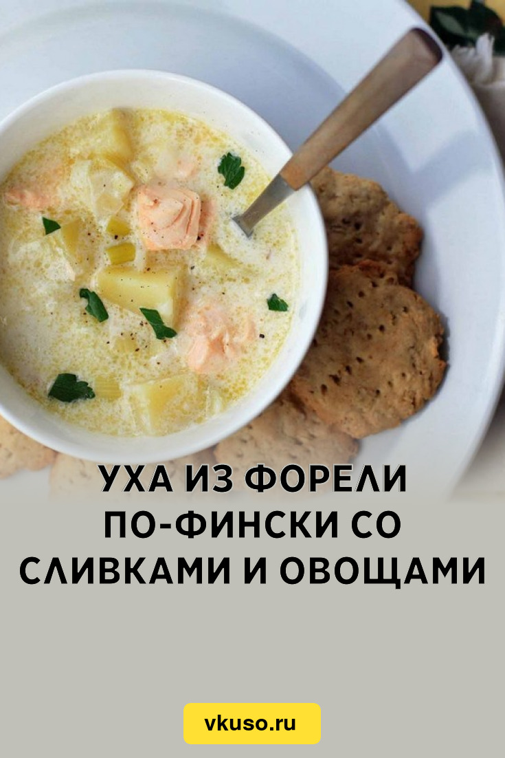 Уха из форели по-фински со сливками и овощами, рецепт с фото — Вкусо.ру